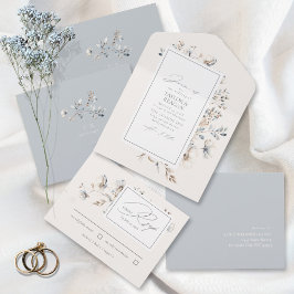 Delicate Wildflower Waterverf Wedding ID1102 All In One Uitnodiging