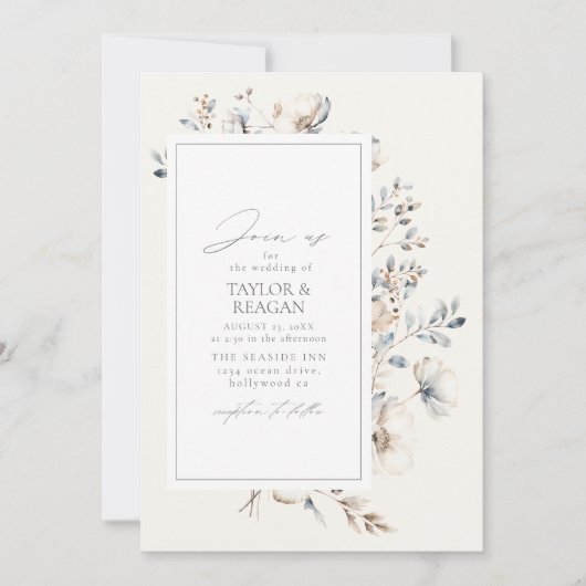 Delicate Wildflower Waterverf Wedding ID1102 Kaart (Voorkant)