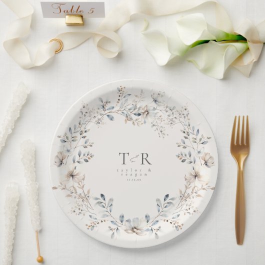 Delicate Wildflower Waterverf Wedding ID1102 Papieren Bordje (Huwelijk)