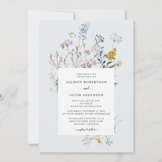 Delicate Wildflower Wedding Invitation Kaart (Voorkant)