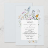 Delicate Wildflower Wedding Invitation Kaart (Voorkant / Achterkant)