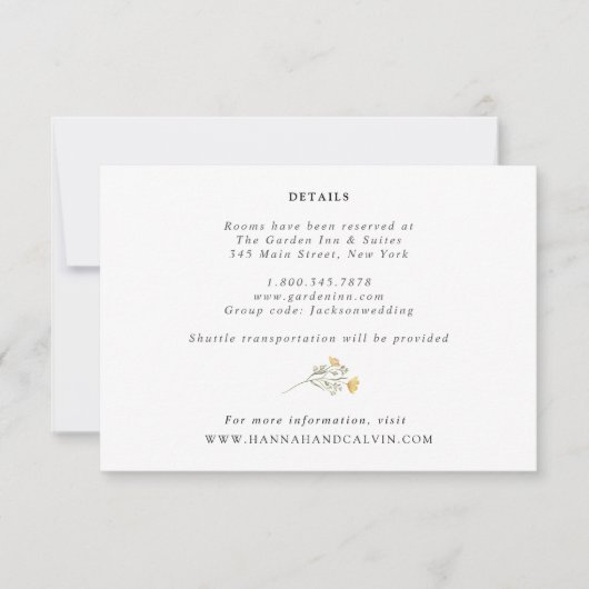 Delicate Wildflower Wedding — Kaart met details (Voorkant)
