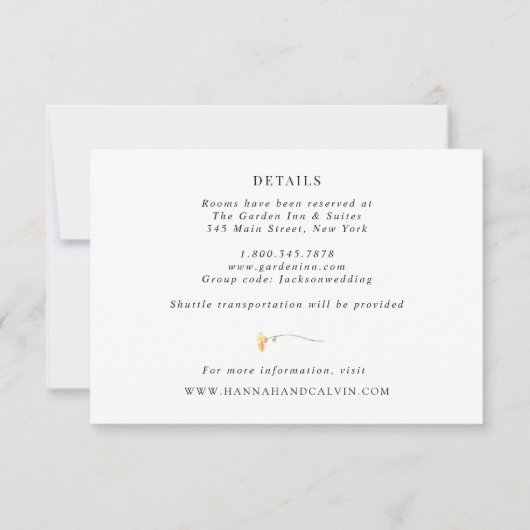 Delicate Wildflower Wedding — Kaart met details (Voorkant)