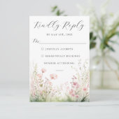 Delicate Wildflower Wedding RSVP Kaart (Staand voorkant)