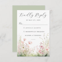 Delicate Wildflower Wedding RSVP Kaart