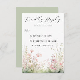 Delicate Wildflower Wedding RSVP Kaart