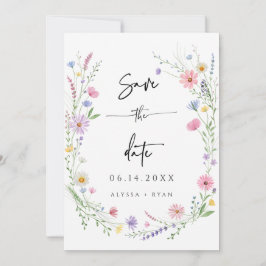 Delicate Wildflower Wedding Save the Date Card Kaart