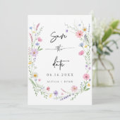 Delicate Wildflower Wedding Save the Date Card Kaart (Staand voorkant)