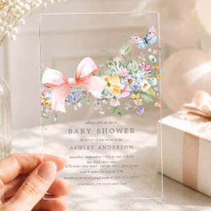 Delicate Wildflowers Baby Shower Acryl Uitnodigingen