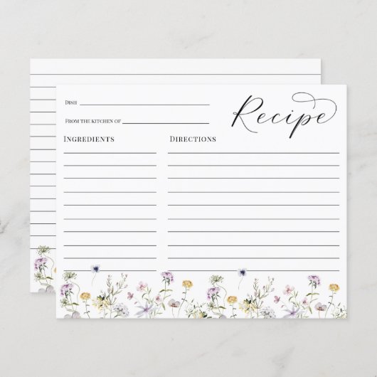 Delicate Wildflowers Bruiloft Receptkaart (Voorkant / Achterkant)