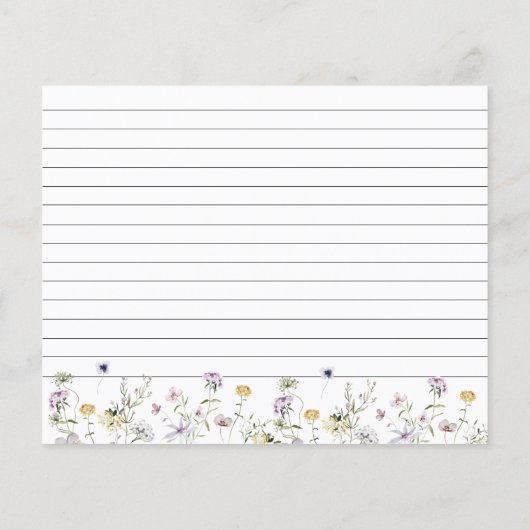 Delicate Wildflowers Bruiloft Receptkaart (Achterkant)