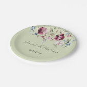 Delicate Wildflowers Elegant Groen Papieren Bordje (Gekanteld)