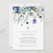 Delicate Wildflowers | Paarse en blauwe doop Kaart (Voorkant)