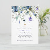 Delicate Wildflowers | Paarse en blauwe doop Kaart (Staand voorkant)