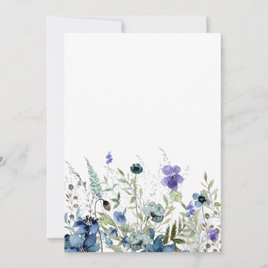 Delicate Wildflowers | Paarse en blauwe doop Kaart (Achterkant)