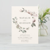Delicate Winter Bloemen Lijst Ivoor Bruiloft Kaart (Staand voorkant)