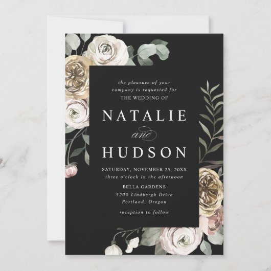 Delicate Winter Bloemstuk Trouw Kaart (Voorkant)