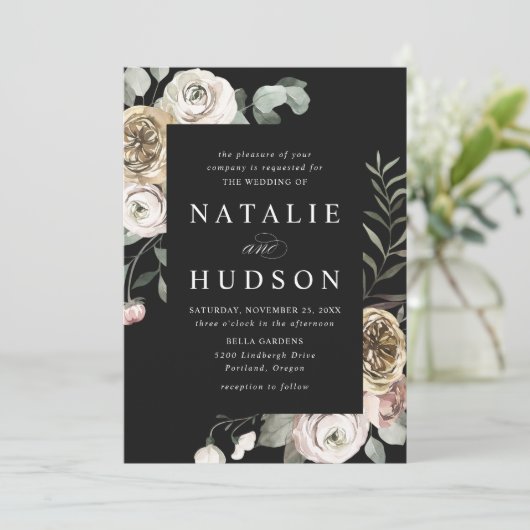 Delicate Winter Bloemstuk Trouw Kaart (Staand voorkant)