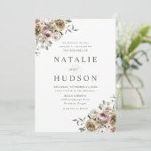 Delicate Winter Floral Wedding Kaart (Staand voorkant)