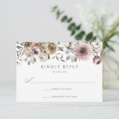 Delicate Winter Floral Wedding RSVP Kaartje (Staand voorkant)
