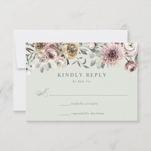 Delicate Winter Floral Wedding RSVP Kaartje (Voorkant)