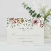Delicate Winter Floral Wedding RSVP Kaartje (Staand voorkant)