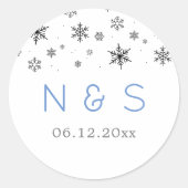 Delicate Winter Sneeuwvlokken Zwart en Wit Ronde Sticker (Voorkant)