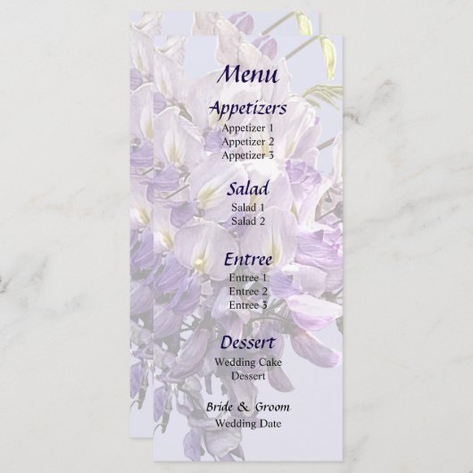 Delicate Wisteria Wedding Menu (Voorkant / Achterkant)