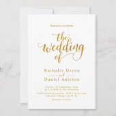 Delicate wit en goud script Classy Wedding Kaart (Voorkant)