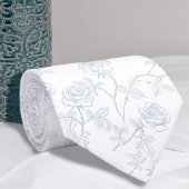 Delicate witte blauwe rozen stropdas