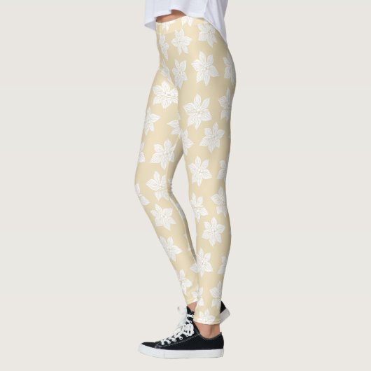 Delicate witte bloei patroon leggings (Links)