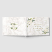 Delicate Witte Bloem Gouden Glitter Frame Trouw Gastenboek (Volledig)