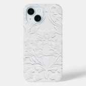 Delicate witte bloem in reliëf telefoonhoesje Case-Mate iPhone case (Achterkant)