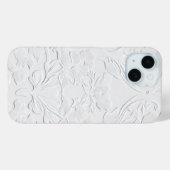Delicate witte bloem in reliëf telefoonhoesje Case-Mate iPhone case (Achterkant (horizontaal))