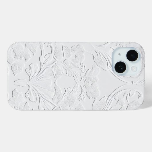 Delicate witte bloem in reliëf telefoonhoesje Case-Mate iPhone case (Achterkant (horizontaal))