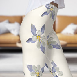 Delicate witte bloemblaadjes patroon leggings