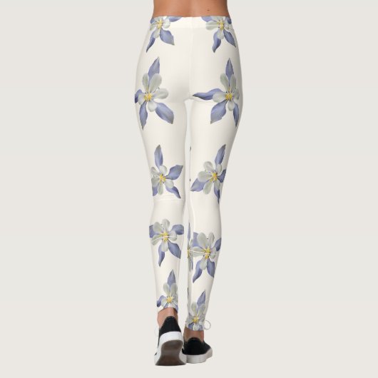 Delicate witte bloemblaadjes patroon leggings (Achterkant)