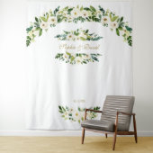 Delicate Witte Bloemen Bruiloft Foto Booth Prop Wandkleed (In situ)