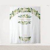 Delicate Witte Bloemen Bruiloft Foto Booth Prop Wandkleed (Voorkant)