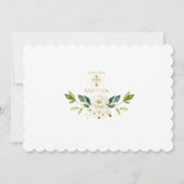 Delicate Witte Bloemen Foto Meisje Gouden Doop Kaart (Achterkant)