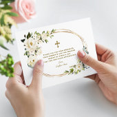 Delicate Witte Bloemen Meisje 1e Verjaardag Doopfe Bedankkaart