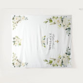 Delicate Witte Bloemige Doop Fotohut Prop Wandkleed (Voorkant (horizontaal))