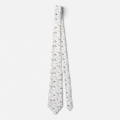 Delicate Witte Bloemige Groene Bladeren Op Wit Stropdas (Voorkant)