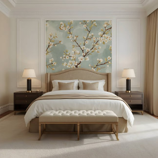Delicate Witte Bloesemtak Botanisch Behang