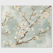 Delicate Witte Bloesemtak Botanisch Cadeaupapier (Vlak)