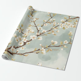 Delicate Witte Bloesemtak Botanisch Cadeaupapier