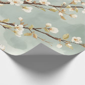 Delicate Witte Bloesemtak Botanisch Cadeaupapier (Hoek)