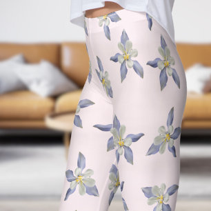 Delicate witte blos bloemblaadjes patroon leggings
