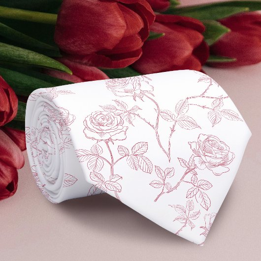 Delicate witte bourgogne rozen stropdas