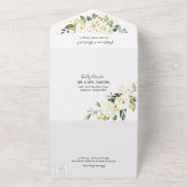 Delicate witte crème bloemige elegante bruiloft all in one uitnodiging (Buitenkant)
